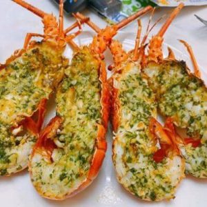 Tôm hùm tre chiên bơ tỏi + Cháo