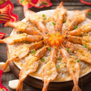 Tôm hùm bông hấp miến tỏi + Cháo