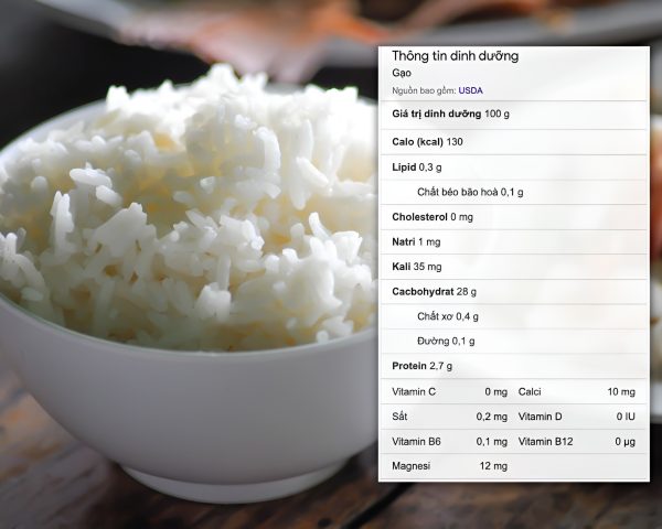 1 bát cơm bao nhiêu calo